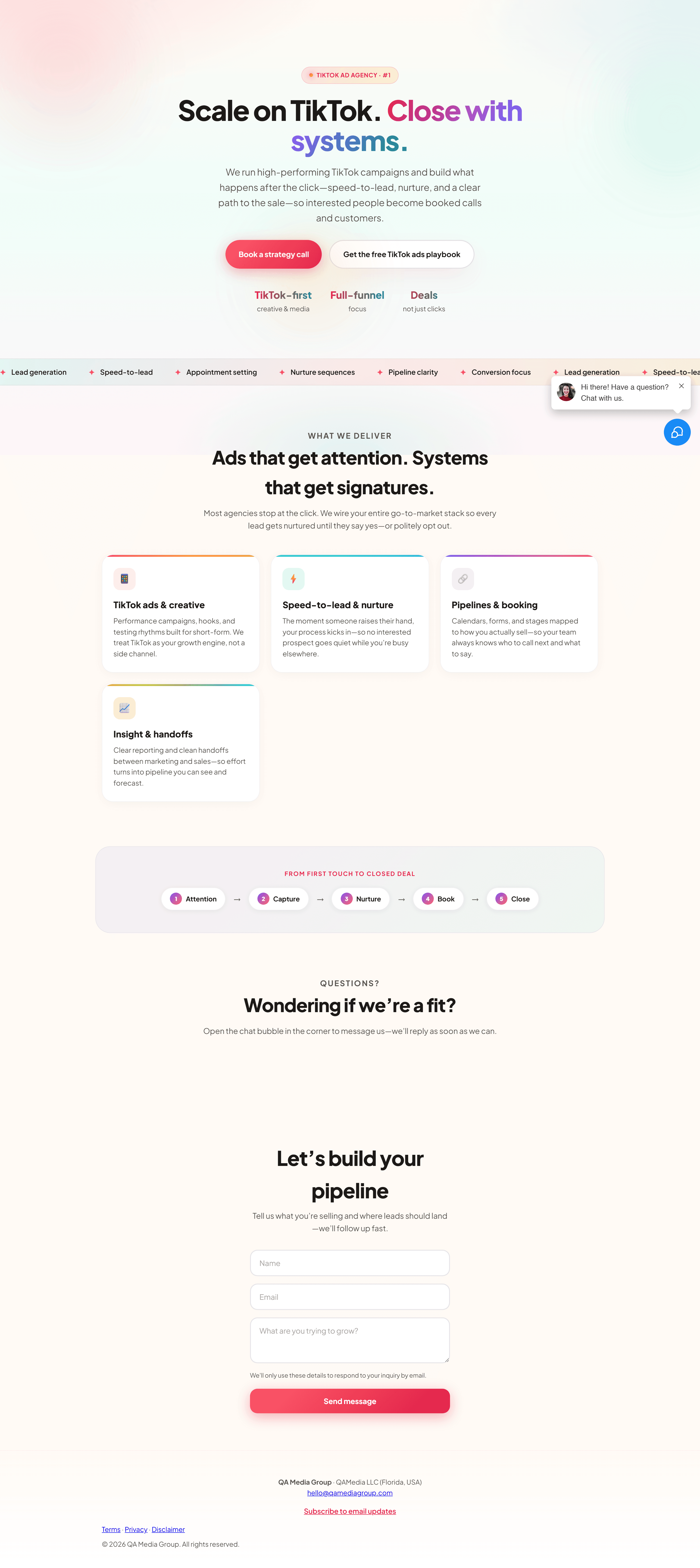 QA Media Group — conversion-focused agency website